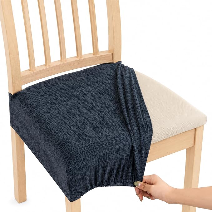NILUOH Waterproof Seat Covers for Dining Room Chairs Set of 4, Stretch Printed Chair Seat Slipcovers Dining Chair Cover Removable Washable Chair Protctor Cover, Rear Covers