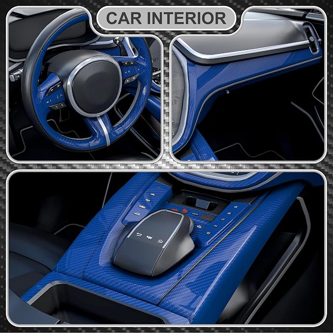 Lypumso 6D Carbon Fiber Vinyl Wrap Roll, Glossy Car Wrap Film Featuring Bubble Free Air Release Technology, Car Moto DIY Interior Exterior Decoration (Carbon Fiber Blue, 1ft x 10ft)