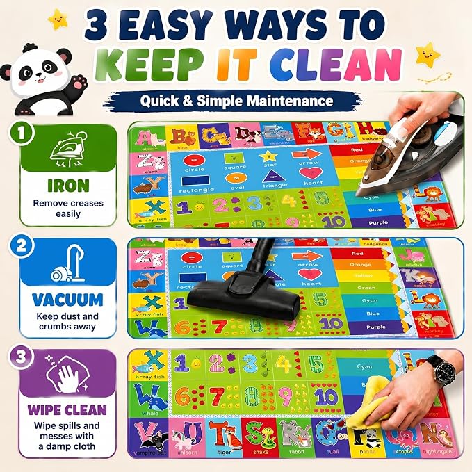 ABC Kids Play Rug, Non-Slip Classroom Carpet, 78.7" x 59" | Colorful ABC Pattern, Soft Low-Pile Surface, Non-Slip Backing, Ideal for Playrooms