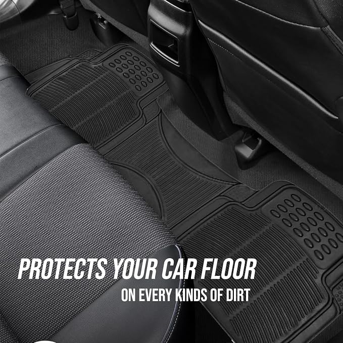 ZONETECH Rubber Car Interior Floor Mat Premium Quality All Weather Protection-Perfect for Car, Truck and SUV