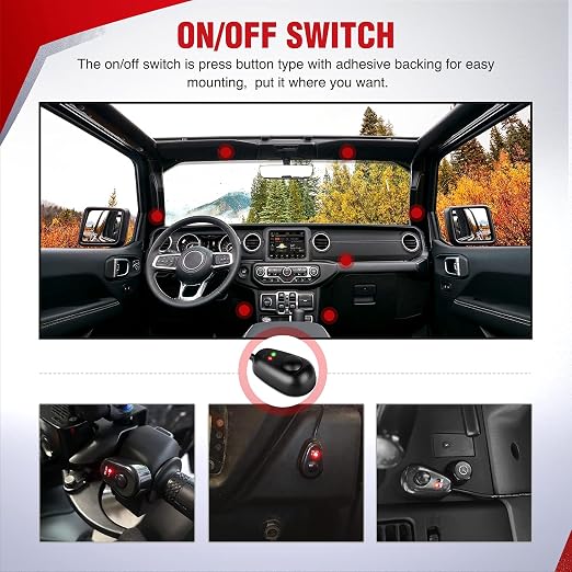 Nilight 10016W DT Wiring Harness Kit for LED Light Bars - 12V On/Off Switch, Power Relay, Blade Fuse - 2 Leads