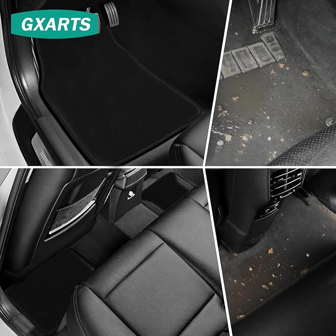 GXARTS Custom Fit Velour Carpet Floor Mats Compatible with Chevrolet Camaro 2010-2015，Waterproof All-Weather Protection, with Non-Slip Buckle Front & Rear Full Set Black Car Mat Sedan Accessories