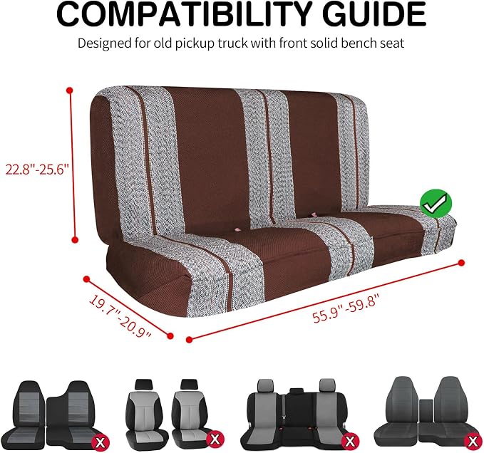 Leader Accessories Saddle Blanket Full Size Truck Bench Seat Cover, Brown | Solid Bench Seat Cover for Pickup SUVs, Heavy-Duty Woven Fabric Protect Dirt, Stains, Universal Fits Ford, Chevrolet, Dodge