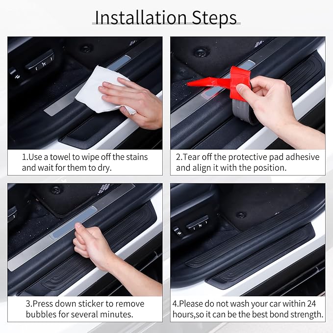 SINGARO Car Door Threshold Protection, 4PCS Door Edge Step Dust Shield Cover, Door Width 19.8x1.57inch Car/SUV Universal Rubber Scratch Resistant Exterior Accessories (Black)