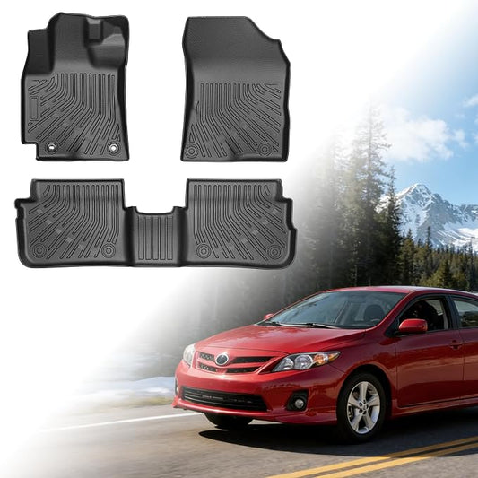 Floor Mats for Toyota Corolla 2009-2013,2012 Corolla Floor Mats | for Corolla Standard,LE,S XLE,XRS,L,LE/S Special Edition Floor Mats, TPE Non-Slip Waterproof 2 Row Floor Liners
