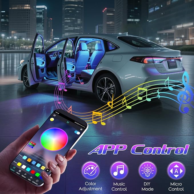 Winzwon Led Lights for Halloween Car Accessories Interior, Christmas White Elephant Gifts for Him Her Men Women Teen Boys Girls, APP Control with USB Port Color Change Lights for Truck Decor