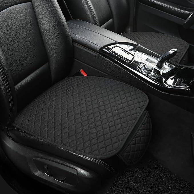 West Llama Linen Car Seat Covers,Bottom Seat Covers for Cars Include 1 Pair Front Driver Seat Pad Mat and 1 Rear Bench Cover Universal Fits 90% Vehicles,SUVs,Cars,Sedans(3Piece-Black)