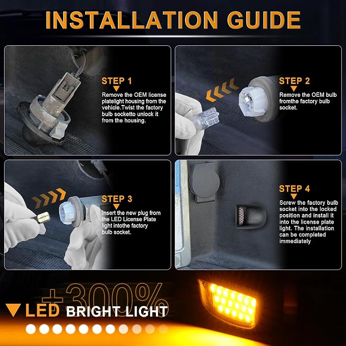 LivTee LED License Plate Light Assembly, Tag Light Fits Chevy Silverado 1500 2500 3500 1999-2013, Tahoe, Suburban, Fits GMC Sierra, Yukon XL, Cadillac Escalade, Car Accessories, Amber