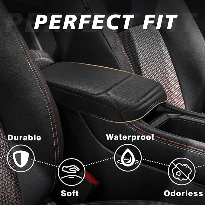 Muslogy Center Console Armrest Cover Fit for Nissan Kicks 2025 2026 Accessories, Comfort Armrest Pad Console Lid Cushion Vegan Leather Regular Thick