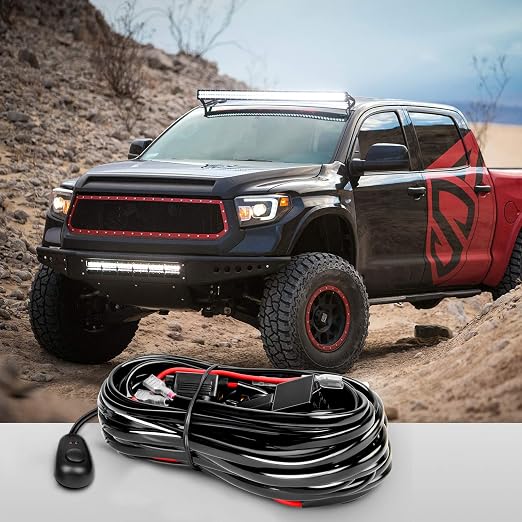 Nilight 16AWG Off-Road LED Light Bar Wiring Harness Kit 12V Relay On/Off Rocker Switch -2 Leads,2 Years Warranty