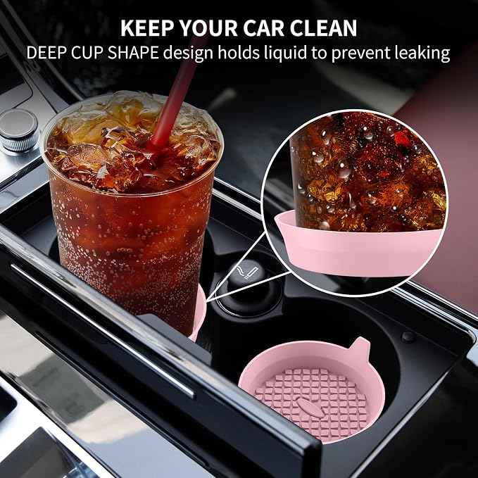 ME.FAN Car Cup Holder Coasters [4 Pack] Silicone Cups Mats, Automotive Universal Non-Slip Recessed Interior Accessories Dusty Rose