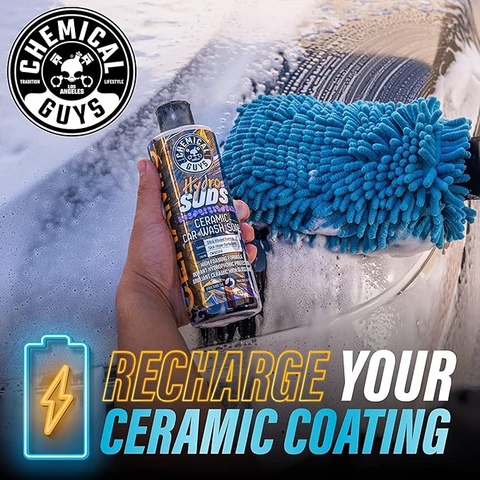 Chemical Guys, HydroSuds Ceramic Foaming Car Wash Soap, Berry, 16 oz, 2 Pk | Ceramic polymers add gloss and water beading, thick foam for cannons, guns or buckets