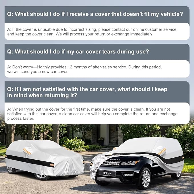 10 Layers SUV Car Cover Custom Fit for Land Rover Range Rover Sport (2005-2026), Waterproof All Weather for Automobiles, Outdoor Full Cover Sun Dust Rain Protection with Cotton. Silver