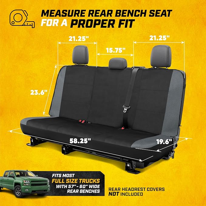 CAT MeshFlex Seat Covers Full Set for Full-Size Pickup Trucks Only - Gray | Front Bucket Seat Covers & 60/40 Split Rear Bench Protector – Interior Accessories For F-150, Silverado, Ram, Sierra & Tundra