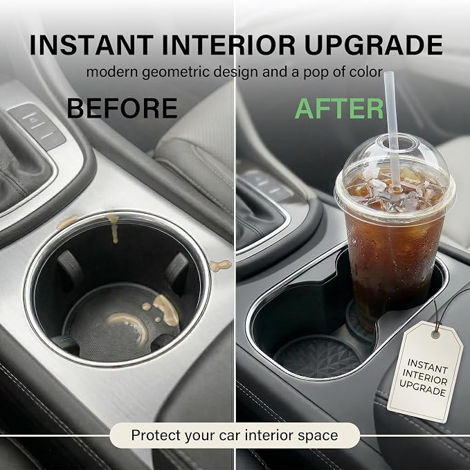 Car Coasters Silicone [4 Pack] 2.75in Universal Mats Non-Slip, Embedded Car Interior Accessories, Car Cup Holders Insert Coasters Decor，Black