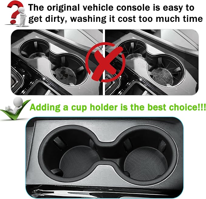 Center Console Cup Holder for 2023-2025 Honda Pilot/2024-2026 Passport Accessories Cup Holder Insert TPE Front Drink Holder Organizer for Pilot 2024 Interior Decoration Black