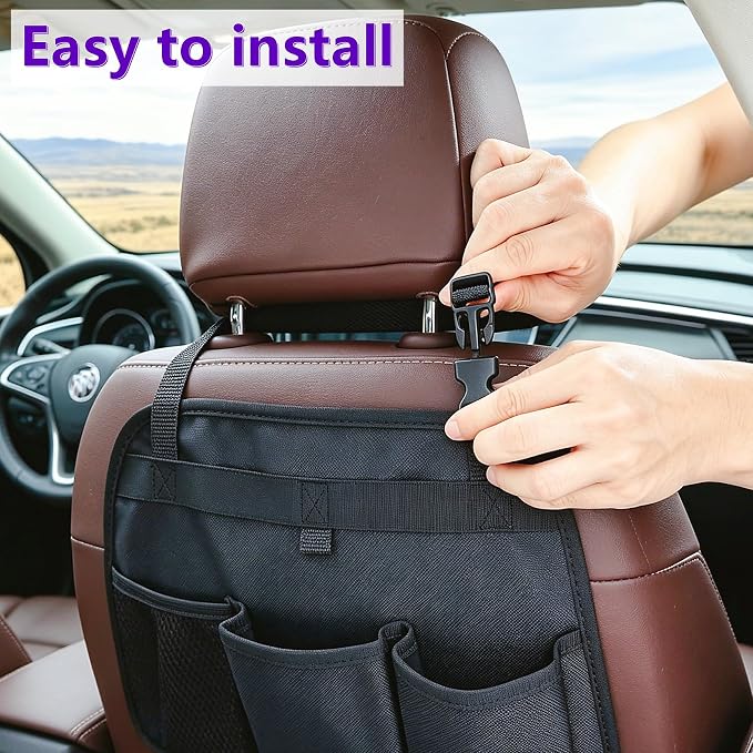 Car Seat Back Organizer, Car Back Seat Storage with Multiple Pockets, Car Seat Hanging Pocket,Front Seat Organizer Headrest Bag Compatible with Car SUVs Pickup and Truck