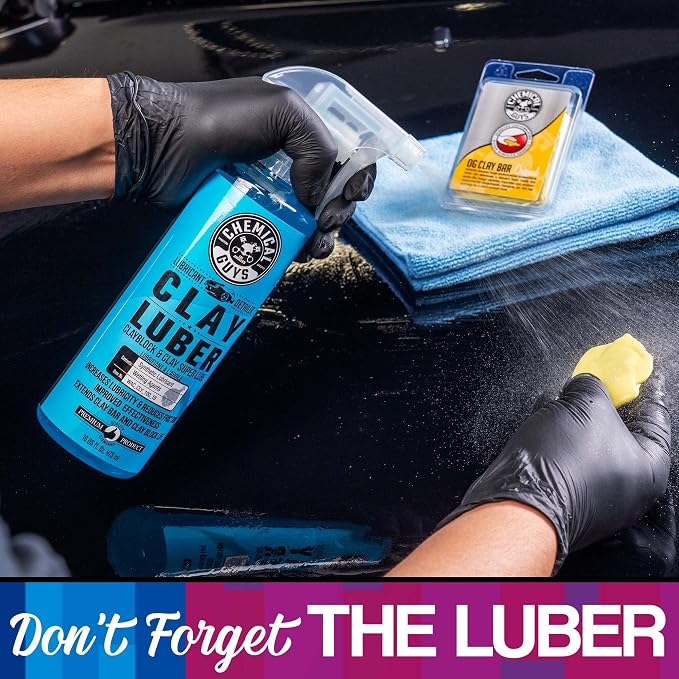 Chemical Guys, Clay Bar & Luber Combo Kit for Smooth Paint, 6-Piece Set | Clay bar plus lubricant lifts overspray, fallout and embedded grime, prepping paint for polish or wax
