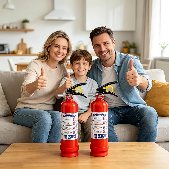 6-Pack ABC Dry Powder Fire Extinguishers, 2.5lb 1A:10B:C Multi-Class Fire Safety Gear with Quick Release Handle, Portable Fire Extinguisher for Home Kitchen Car Truck RV Boat Office