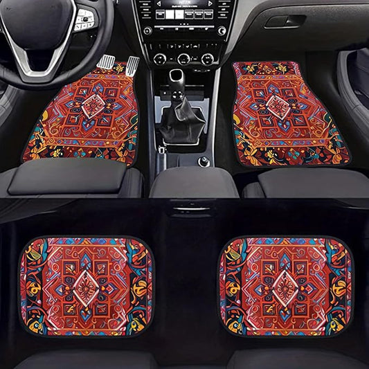 Car Floor Mats Non-Slip Automotive Floor Mats All-Weather Front Rear Car Floor Foot Mat Sets of 4 Pieces Foot Mats Rugs Carpet for Car Trucks SUV Sedans (FUGU-06)