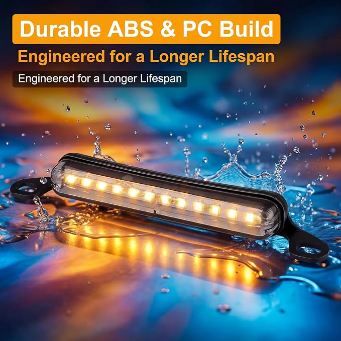 ANKIA Universal 12 LED License Plate Light for Car Trailer UTV ATV Truck RV Boat - Running Lamp, Reverse and Tail Light Assembly (Amber)