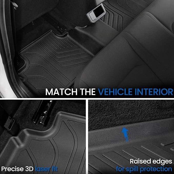 Floor Mats Set for 2025-2026 Kia K4 Sedan, All Weather TPE Floor Liners Trunk Mat Cargo Liner Door Sill Guards Accessories