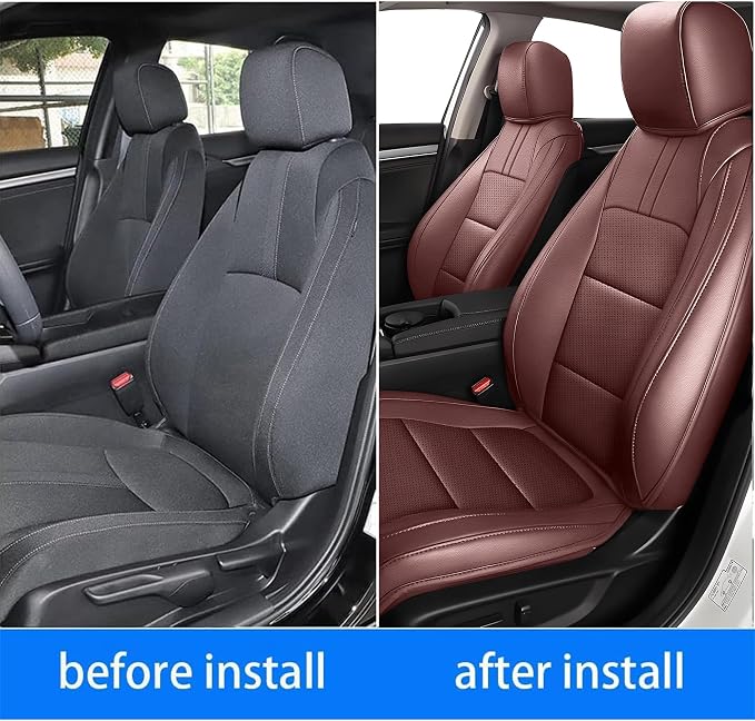 AOMSAZTO Seat Covers for Honda Civic Hatchback 2022-2024 Full Set Burgundy | Custom Fit Sport LX & Hatchback Hybrid Sport Seat Covers, Water Resistant Faux Leather, Pet friendly, Anti-scratch