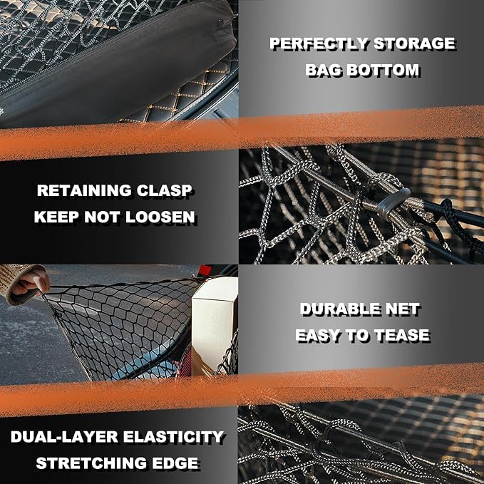 Envelope Style Cargo Net Compatible with Toyota Camry Upgraded 2018-2026 New 2026 2025 2024 2023 2022 2021 2020 2019 2018 Trunk Car Rear Tailgate Touring Netting