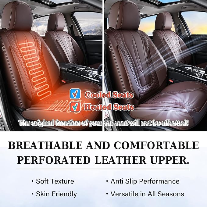 Coverado Car Seat Covers, Front Seat Cover 2-Pack, Faux Leather Waterproof Seat Covers, Car Seat Protectors,Driver Seat Covers Automotive Seat Covers Accessories Universal Fit Most Vehicles Coffee