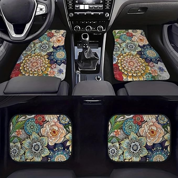 Car Floor Mats Non-Slip Automotive Floor Mats All-Weather Front Rear Car Floor Foot Mat Sets of 4 Pieces Foot Mats Rugs Carpet for Car Trucks SUV Sedans (NO.10)
