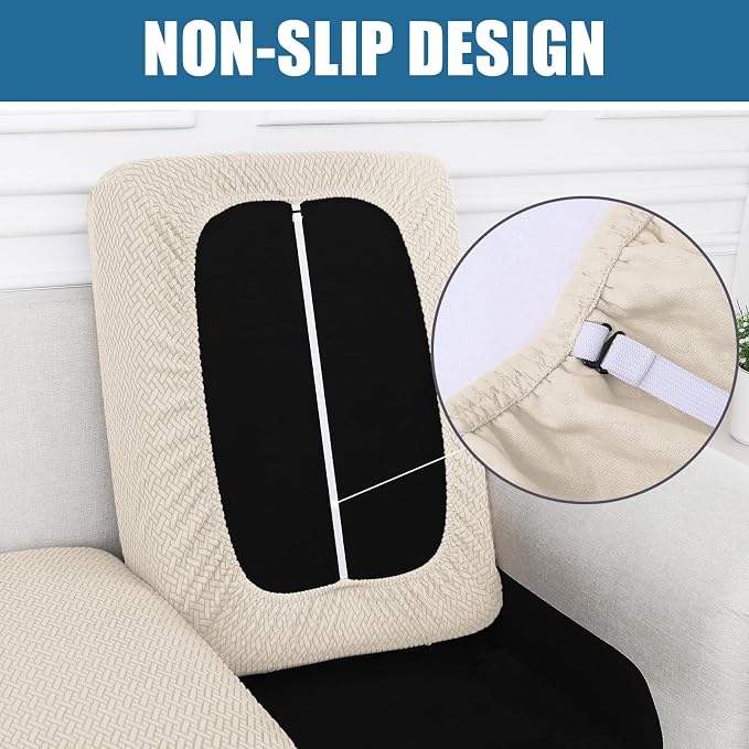 Smiry Waterproof Couch Cushion Covers, Stretch Jacquard Thick Sofa Cushion Covers, Washable Seat Slipcover Elastic Furniture Protector for Pets, Kid (Medium, Apricot)