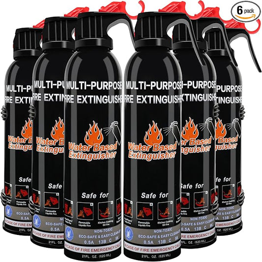 Fire Extinguisher for Home, 6 Pack Vehicle Fire Extinguishers with Mount, Portable Fire Extinguisher Effective on A, B, C, K Fires, Water-Based Extinguisher for Car Boat Office Truck Kitchen Garage RV
