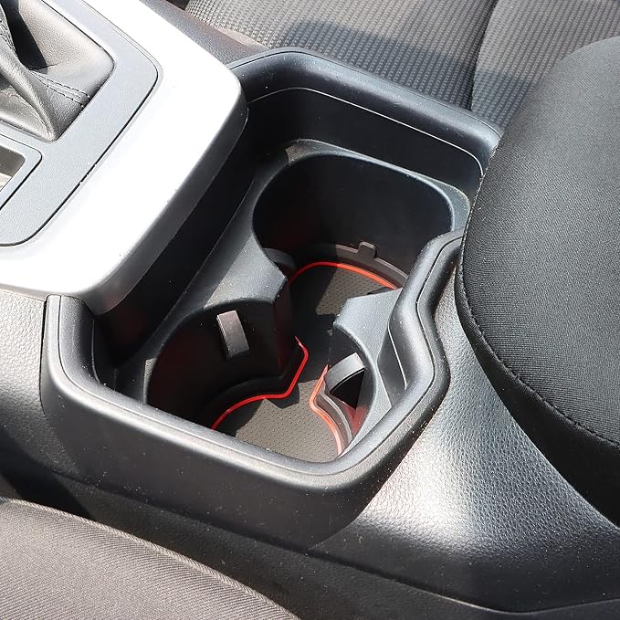 Auovo 3D Cup Holder Inserts for Toyota RAV4 Accessories 2025 2024 2023 2022 2021 2020 2019 Silicone Center Console Cup Holder Coaster Liner Mat Pad Interior Trims (Red, 2pcs kit)