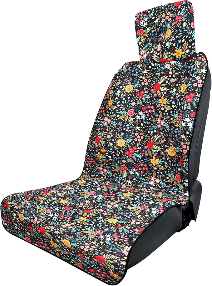 3tyto Universal Car Seat Covers, Waterproof Neoprene Seat Covers - Waterproof & Sweatproof, Machine Washable, Non-Slip Seat Protector for Car, Truck, SUV, Van (Floral, 1 Pack)
