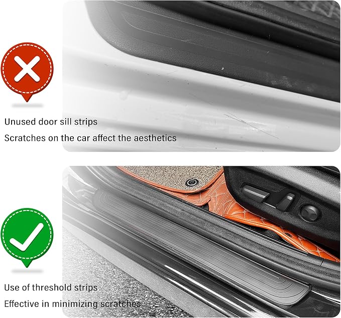 4PCS Car Door Sill Protector,Anti-Scratch & Waterproof Car Door Sills Scratch Protection,Universal Car Exterior Accessories Automotive Door Entry Guard for Car,Truck,SUV (Black, Width 1.96")