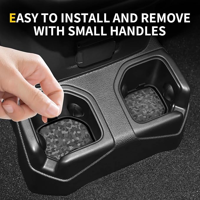 Cup Holder Inserts Coaster Compatible with Jeep Wrangler JL Gladiator JT 2018-2026 Accessories, Center Console Cupholder Pad, Non-Slip Drink Liner, Original Design, TPE, 4-Pcs Front Rear