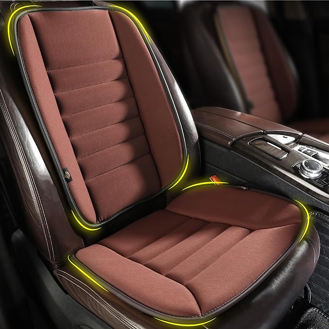 kingphenix Car Seat Cushion with Back Support Pillow, Memory Foam, Brown | Memory Foam Car Cushion for Long Driving, Truck, Office Chair, Tailbone and Lower Back Support