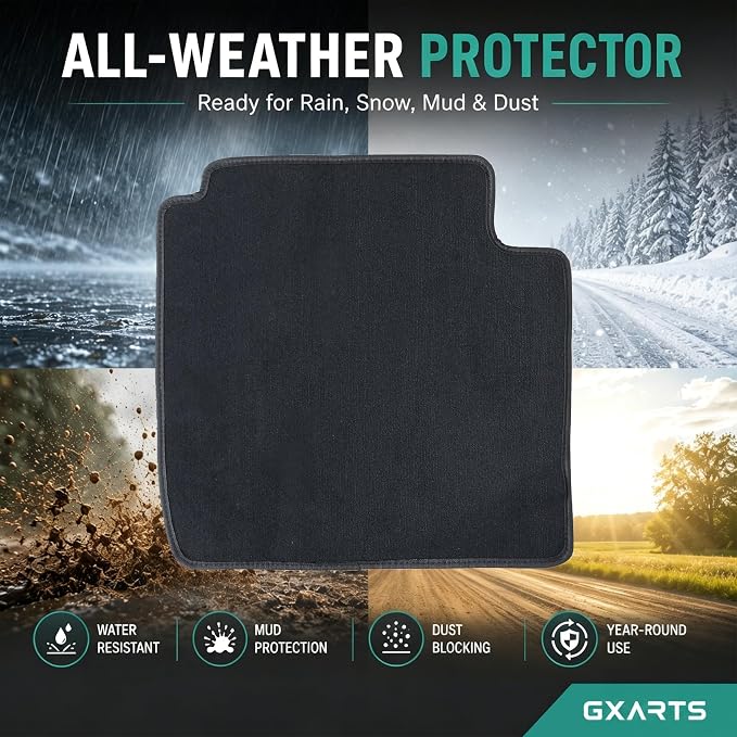 GXARTS Car Floor Mats Carpet Full Set All-Weather Protect Compatible with Ford Edge 2018 2019 2020 2021 2022 2023 2024 | WaterproofBlack Car Mats with Anti-Slip Backing