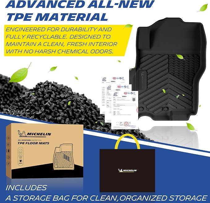 Michelin Vehicle Mats, All-Weather TPE Custom Fit Liner for 2022-2026 Nissan Frontier Crew Cab, Premier
