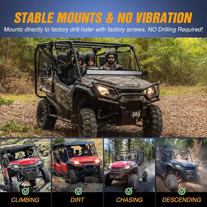 Nilight Light Bar UTV Front Side A Pillar Hood Mounting Brackets for 50-54 inch Lights Pods Compatible with Pioneer 700 1000 2014 2015 2016 2017 2018 2019 2020 2021 2022 2023 2024