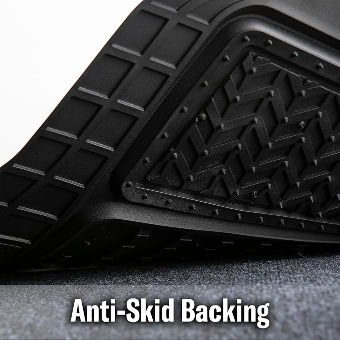 Dickies 2-Piece DuraSport Deep-Tray Floor Mats, Heavy-Duty Mats for Cars, Trucks, SUVs — Black