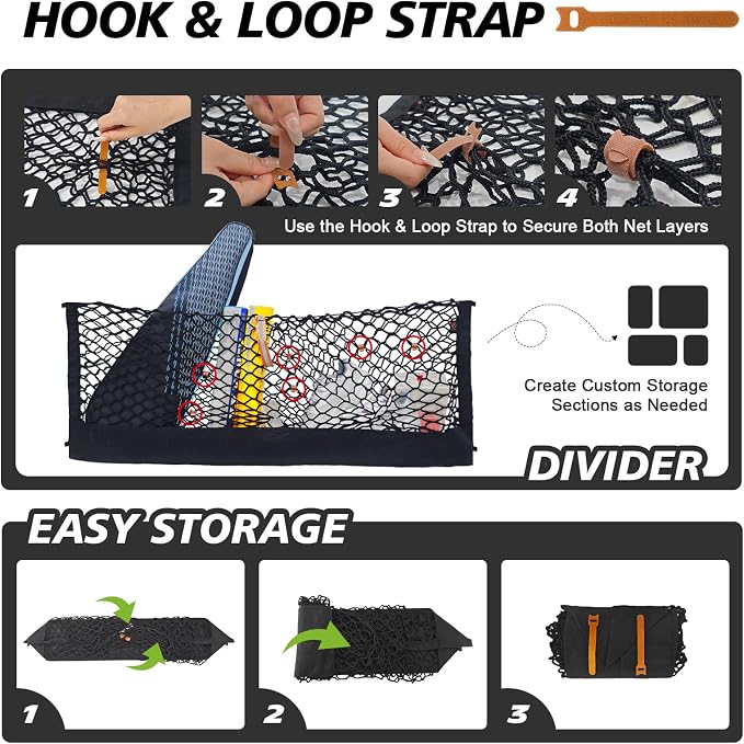 Muslogy Truck Bed Cargo Net Trunk Netting Compatible with Chevrolet Colorado & GMC Canyon 2026 2025 2024 2023 Accessories, Pickup Cargo Organizer SUV Sedan Storage Net w/Heavy Duty Carabiners