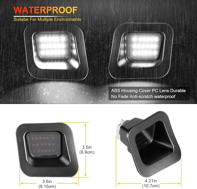 POPMOTORZ LED License Plate Lamp With Socket Clip Retainer Tag Lights Assembly - Compatible with 2003-2018 Dodge Ram 1500 2500 3500 Pickup Truck - Smoked Lens Rear Light (White)
