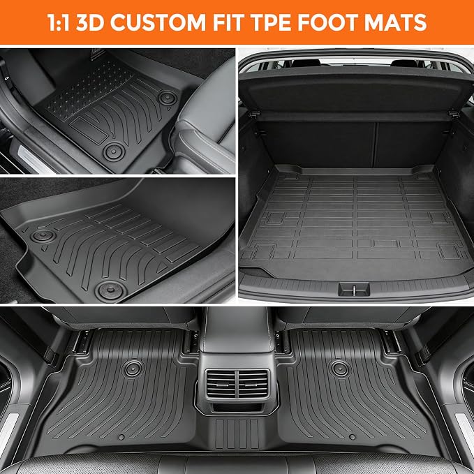 Floor Mats for Jeep Wrangler 4XE 4-Door 2021-2026 | (Only Fits with Right Trunk Subwoofer, Not for 2-Door, JL or JK), Heavy Duty TPE (Floor Mats & Cargo Liner)