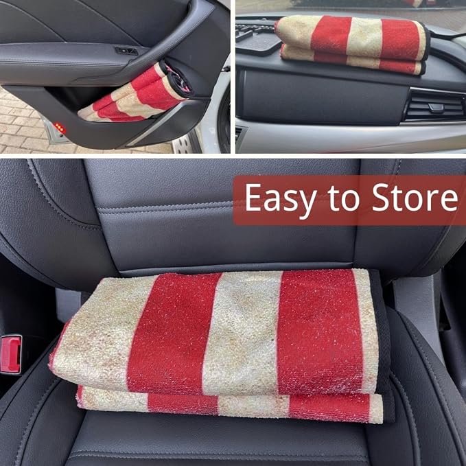 Waterproof Back Seat Cover for Dogs and Kids, Car Seat Protector Under Baby Car Seat, Child and Dog Car Seat Cover Blanket for Rear Bench(American Flag Red, Rear Bench Seat Towel)