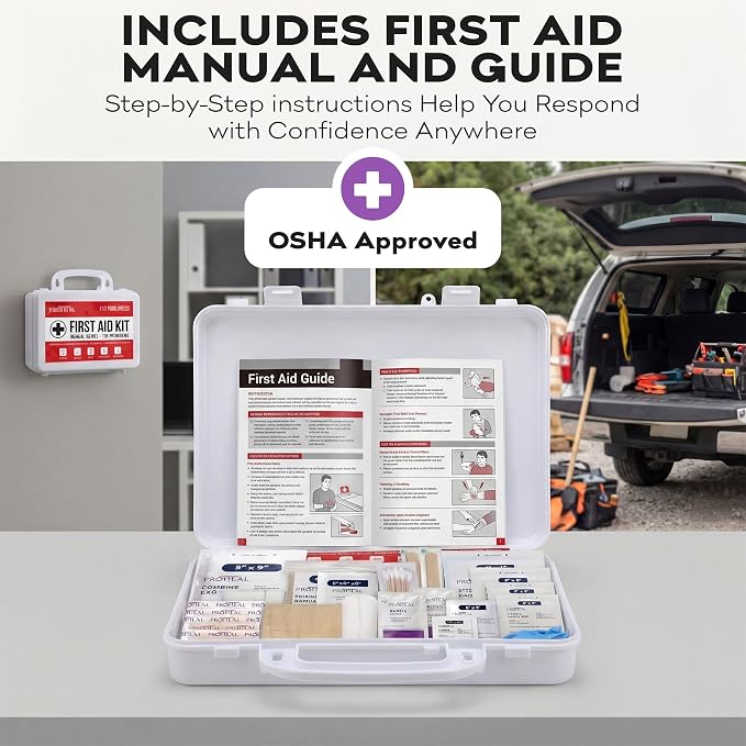 OSHA Compliant First Aid Kit for Car, Home & Business - 10 Person, Type III, ANSI Class A, 111 Pieces Emergency Kit for Office, Truck & Construction Site - Latex Free, Wall Mountable | ProHeal