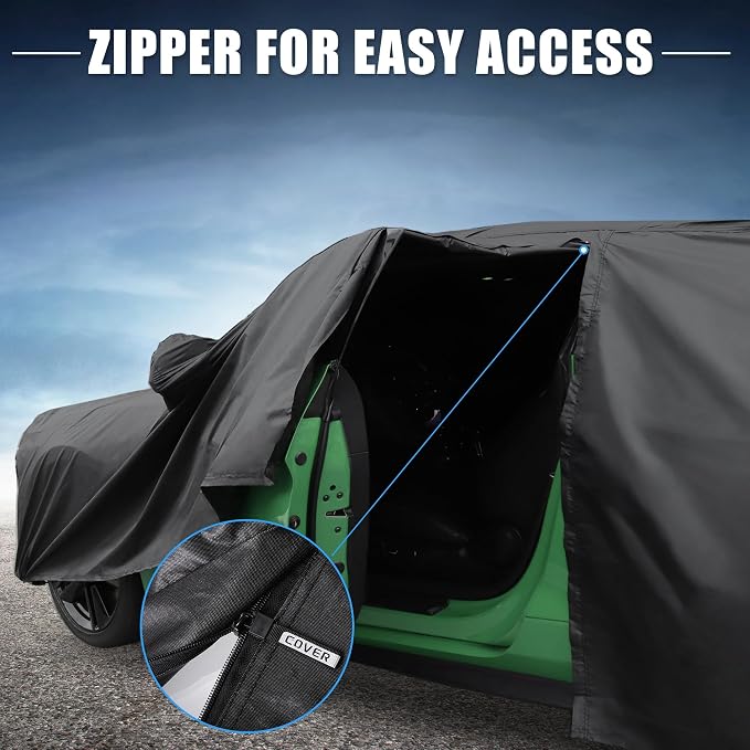 X AUTOHAUX Car Cover for Kia Soul 2009-2025 210D-PU Outdoor Full Car Cover All Weather with Door Zipper for Waterproof Windproof Sun Rain Snow Protection