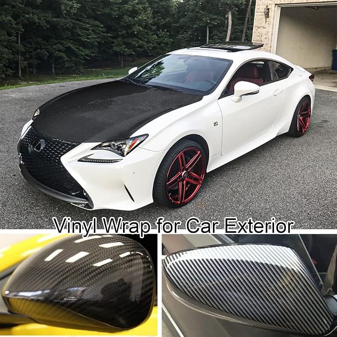 Lypumso Carbon Fiber Vinyl Wrap 6D Gloss Black, Self Adhesive Car Wrap Film with Air Release Technology, Automotive DIY Vinyl Sticker for Vehicle Interior & Exterior (Black, 1ft x 10ft)