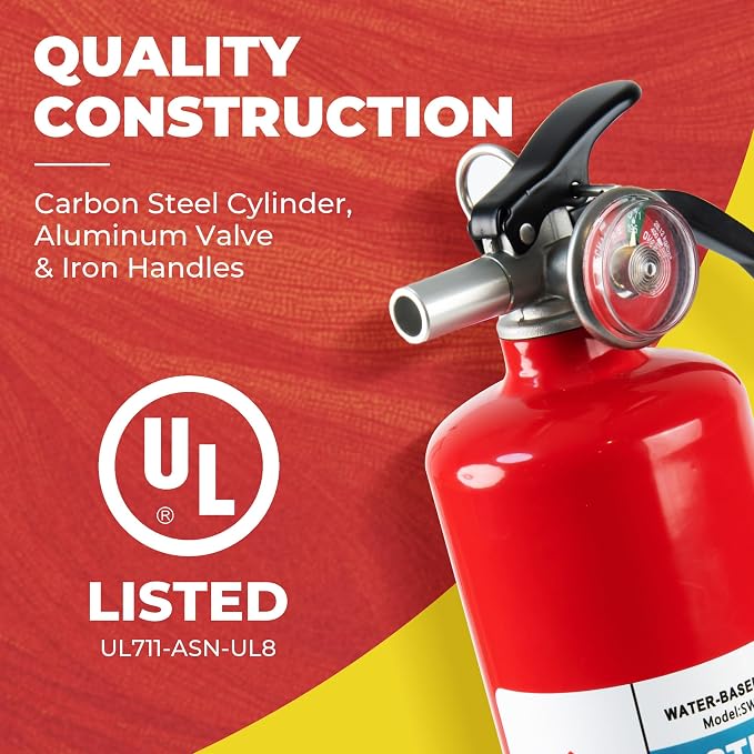 Safewayfire Pro 2.5 lb Fire Extinguisher for Home, 1A:10B:C, Water-Based | Fire Extinguisher for Kitchen, BBQ & RV, Low Mess, Easy Cleanup, Fights Grease, Liquid, Gas & Electrical Fires, 2-Pack