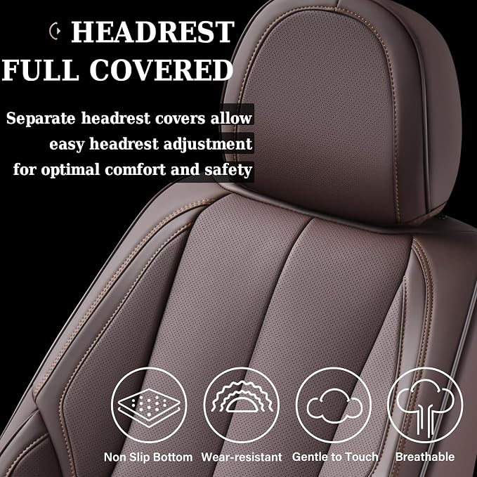 Coverado Car Seat Covers, Seat Covers for Cars, Waterproof Leather Auto Seat Protectors, Leather Car Seat Cushion, Car Interiors Accessories Universal Fit for Most Cars